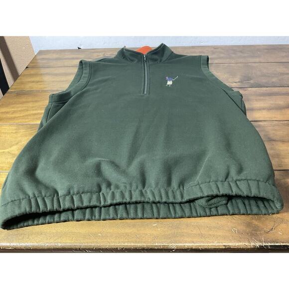 ORVIS Men's Golf Vest Pullover Size Large 1/2 Zip Green Mock Neck Embroidered - Picture 2 of 10